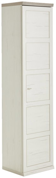Schmaler Aktenschrank 5OH in heller Holzoptik, seitliche Perspektive