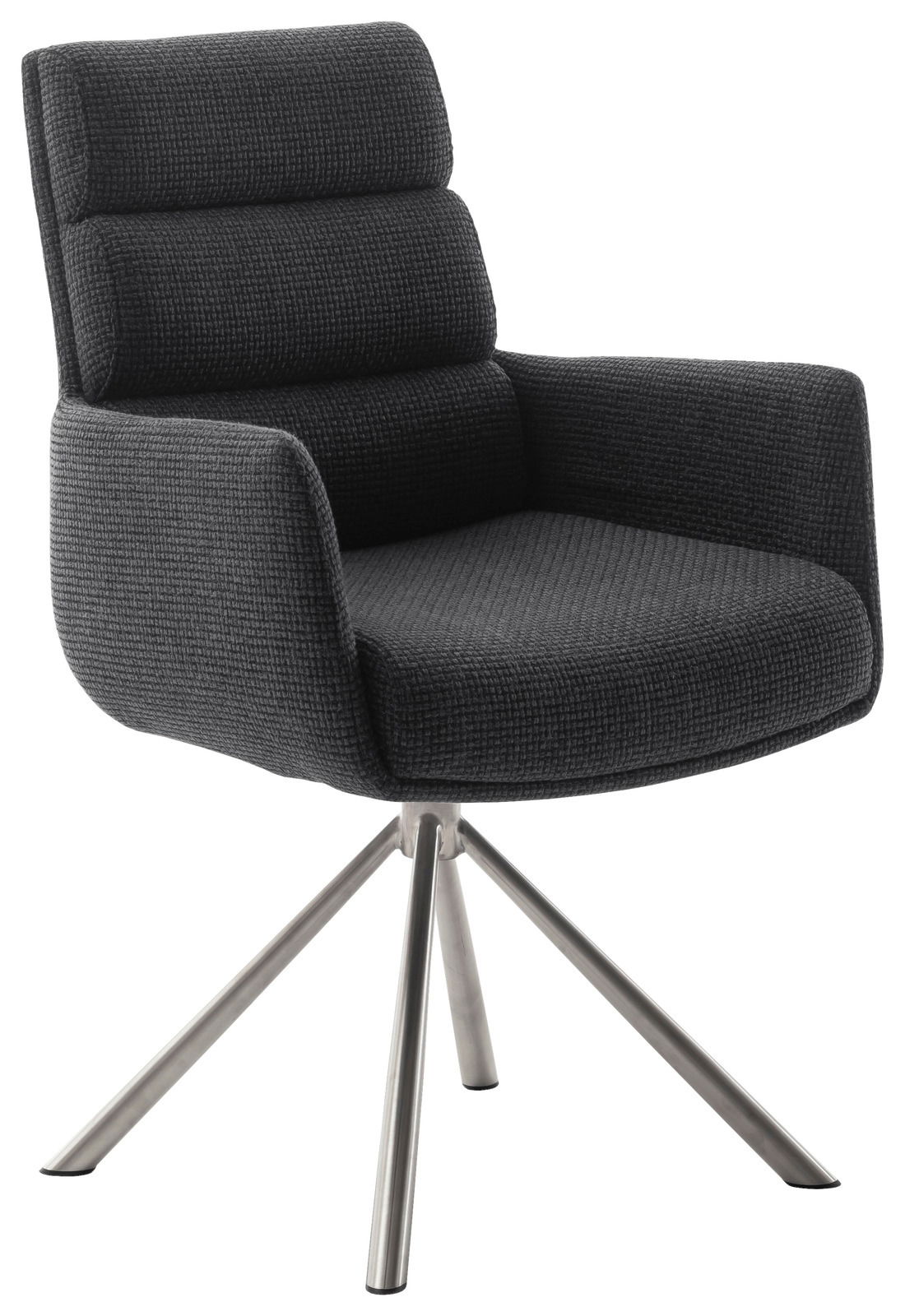 Dieter Knoll Armlehnstuhl LEXINGTON Moderner Armlehnstuhl mit dunkelgrauem Stoffbezug und Metallgestell, seitliche Perspektive