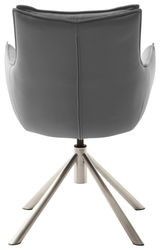 Rückansicht eines grauen Sessels mit Metallbeinen, moderne und elegante Gestaltung