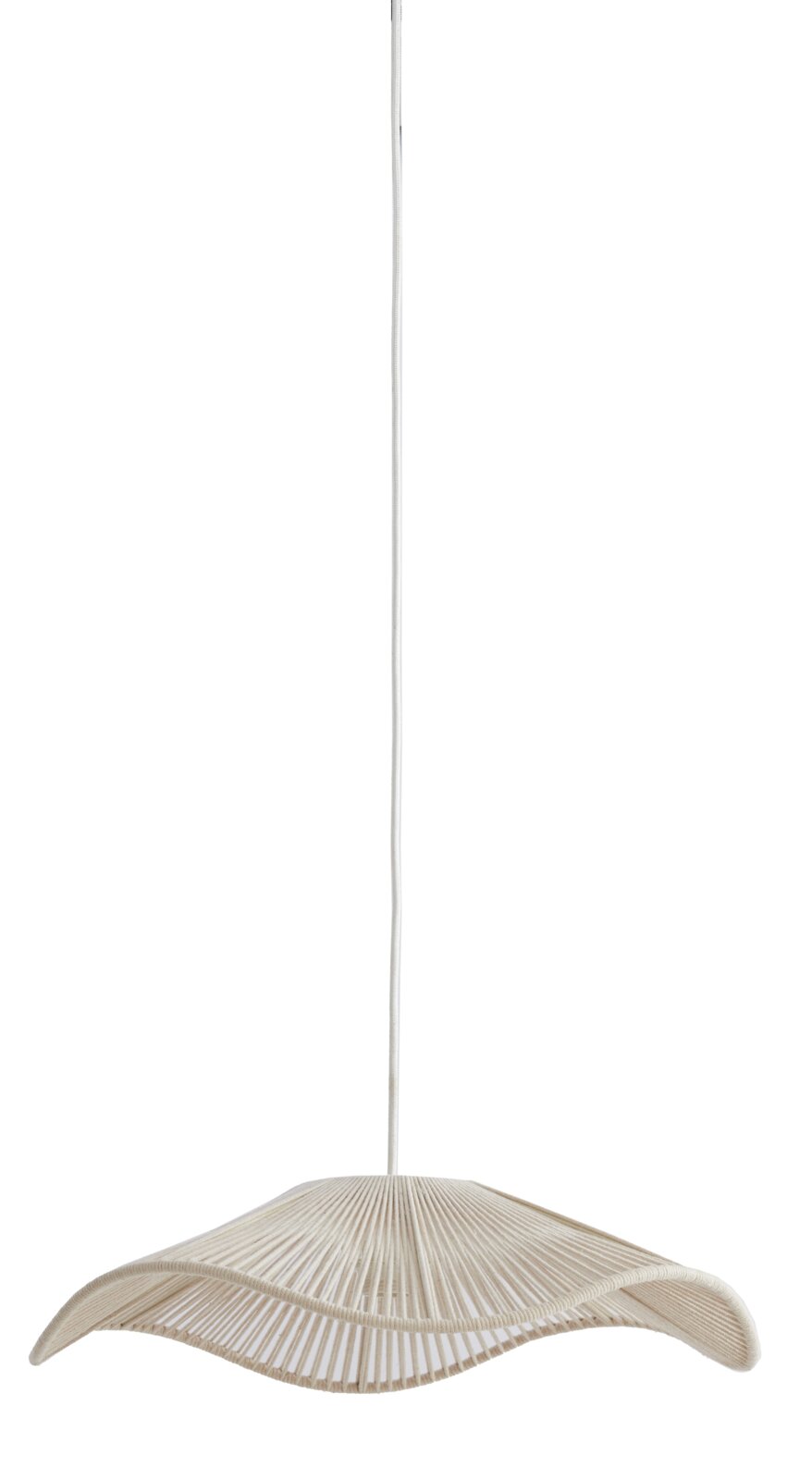 Light&Living Hanglamp RAFA Moderne hanglamp met een golvend, gevlochten kap, gezien vanuit de zijkant.