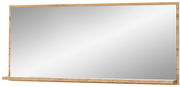 Großer rechteckiger Spiegel mit Holzrahmen, frontal betrachtet.