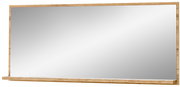 Großer rechteckiger Spiegel mit Holzrahmen, frontal betrachtet.