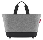 Grauer Einkaufskorb Twist Silver mit schwarzen Griffen, Vorderansicht