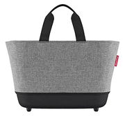 Grauer Einkaufskorb Twist Silver mit schwarzen Griffen, Vorderansicht