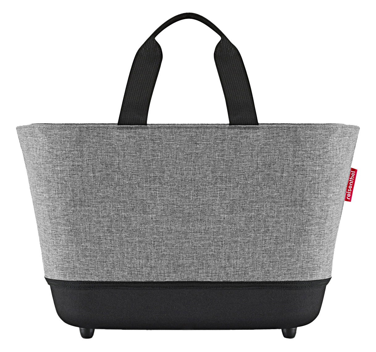 Grauer Einkaufskorb Twist Silver mit schwarzen Griffen, Vorderansicht