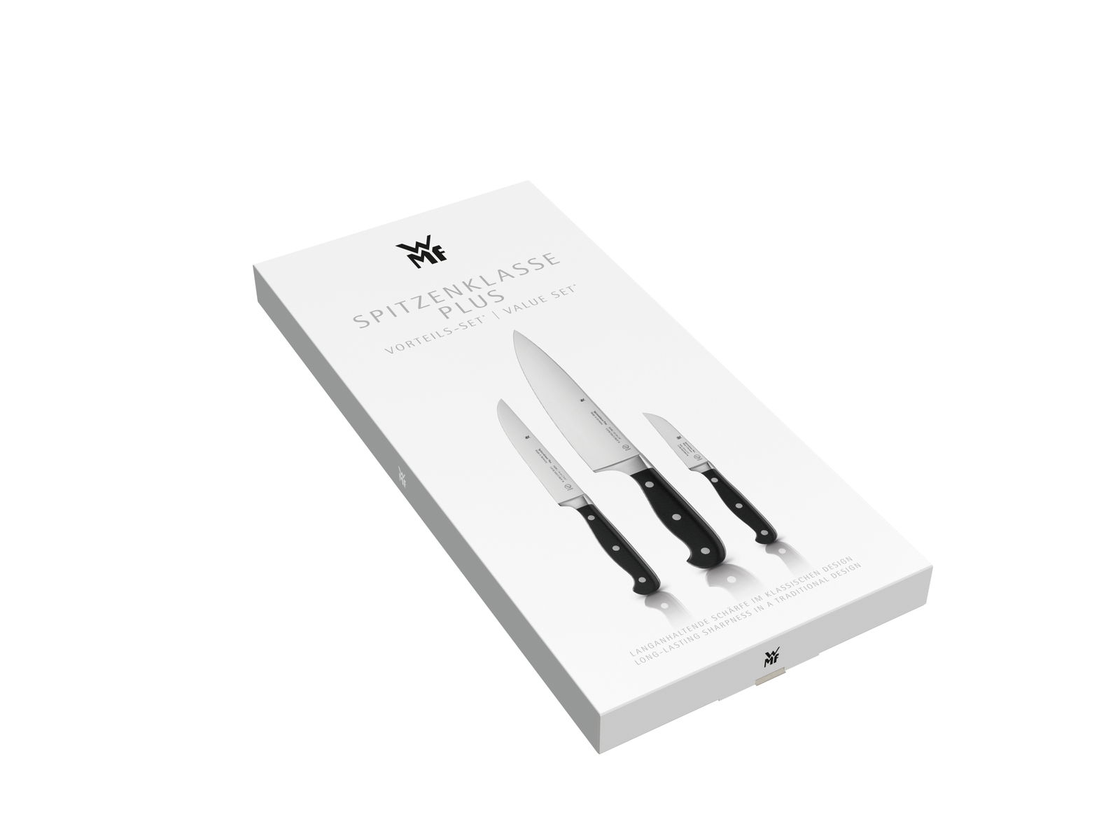 Messerset 3-teilig in Verpackung, Perspektive von oben