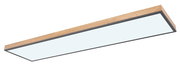 Rechteckige Deckenleuchte mit Holzrahmen, seitliche Perspektive