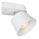 Moderner weißer Strahler aus seitlicher Perspektive mit leuchtendem LED-Licht.