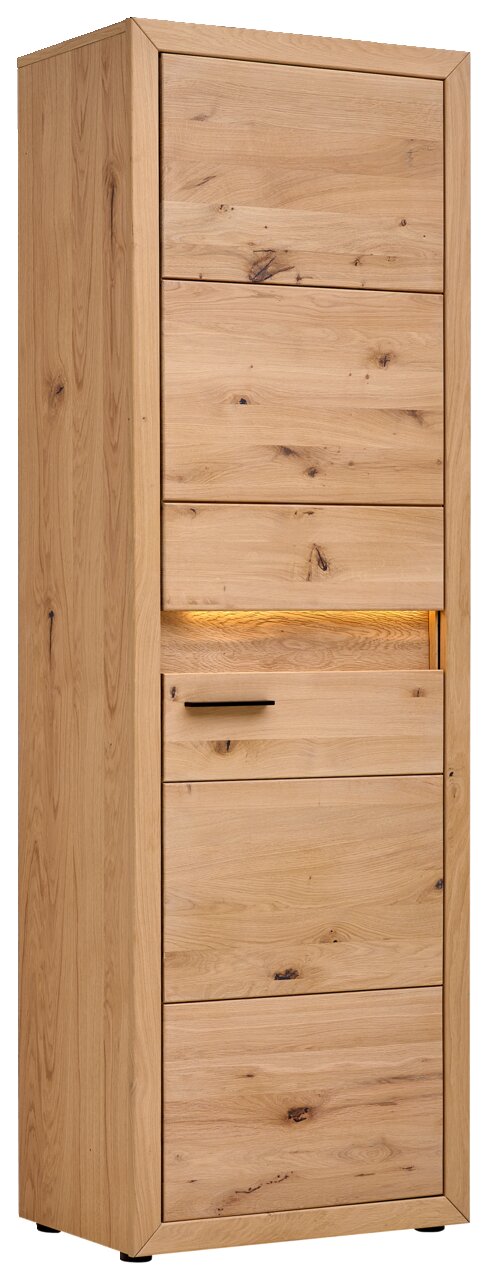 Garderobenschrank aus Holz mit natürlicher Maserung, frontal fotografiert.