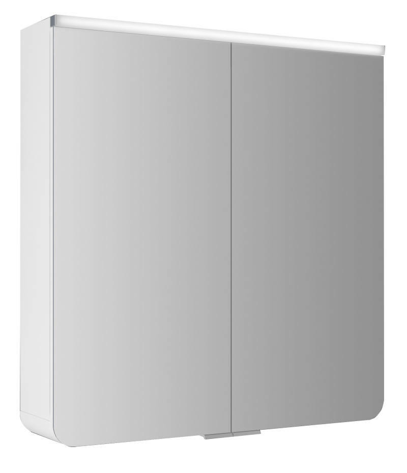Moderner Spiegelschrank mit zwei Türen, seitliche Perspektive