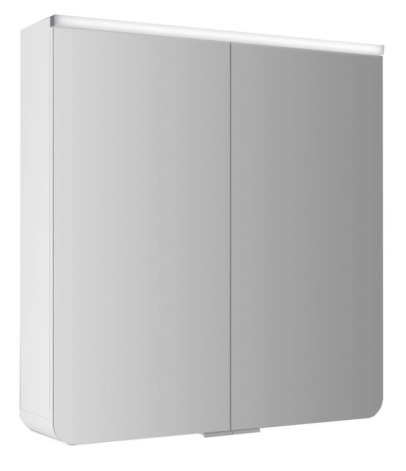 Moderner Spiegelschrank mit zwei Türen, seitliche Perspektive