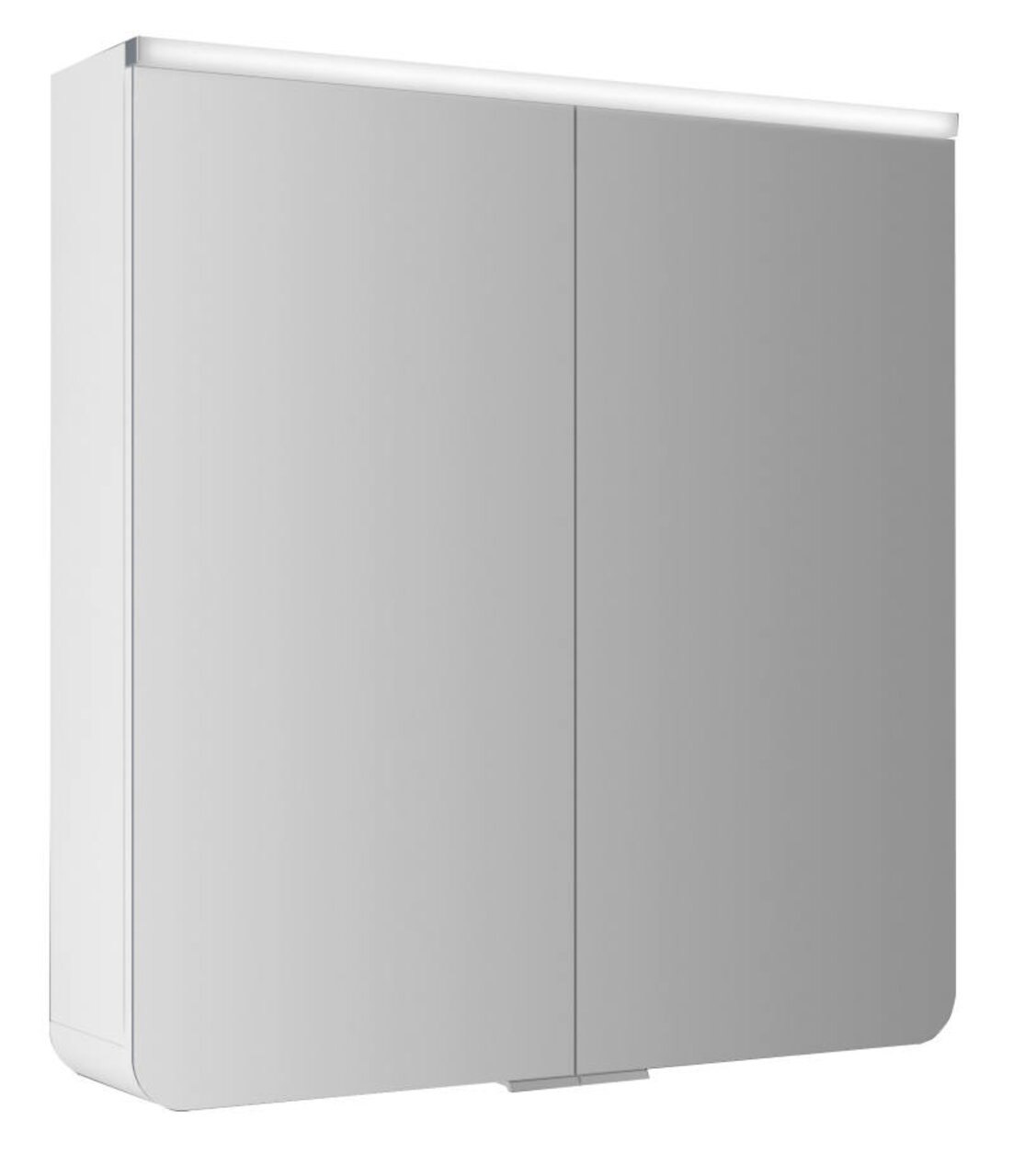 Moderner Spiegelschrank mit zwei Türen, seitliche Perspektive
