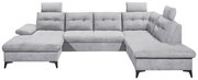 Graues, modernes U-förmiges Sofa mit verstellbaren Kopfstützen, Vorderansicht