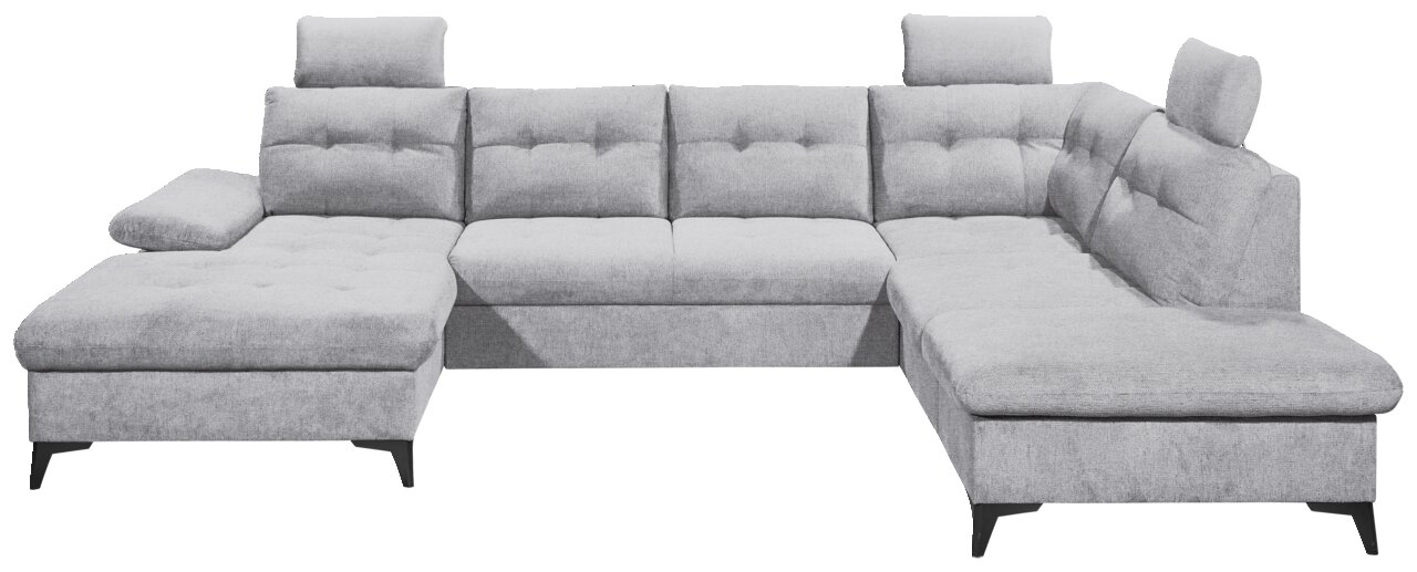 Graues, modernes U-förmiges Sofa mit verstellbaren Kopfstützen, Vorderansicht
