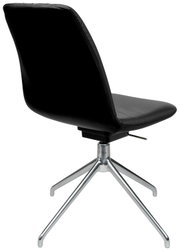 Moderne zwarte stoel met metalen frame, achteraanzicht