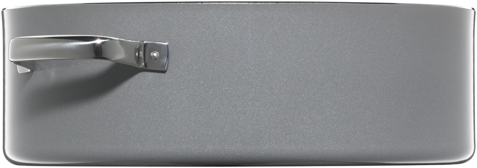 Seitliche Ansicht eines ovalen Bräters aus der FT Platinum Serie, 36,5 cm, mit glänzendem Griff.