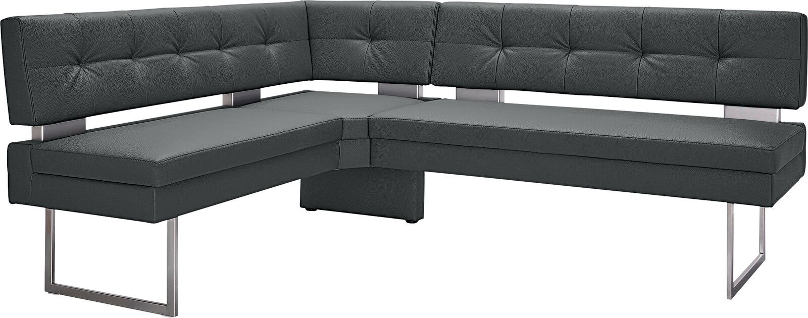 Dieter Knoll Eckbank LIMONE Eckbank in dunklem Leder mit modernem Design, seitliche Perspektive