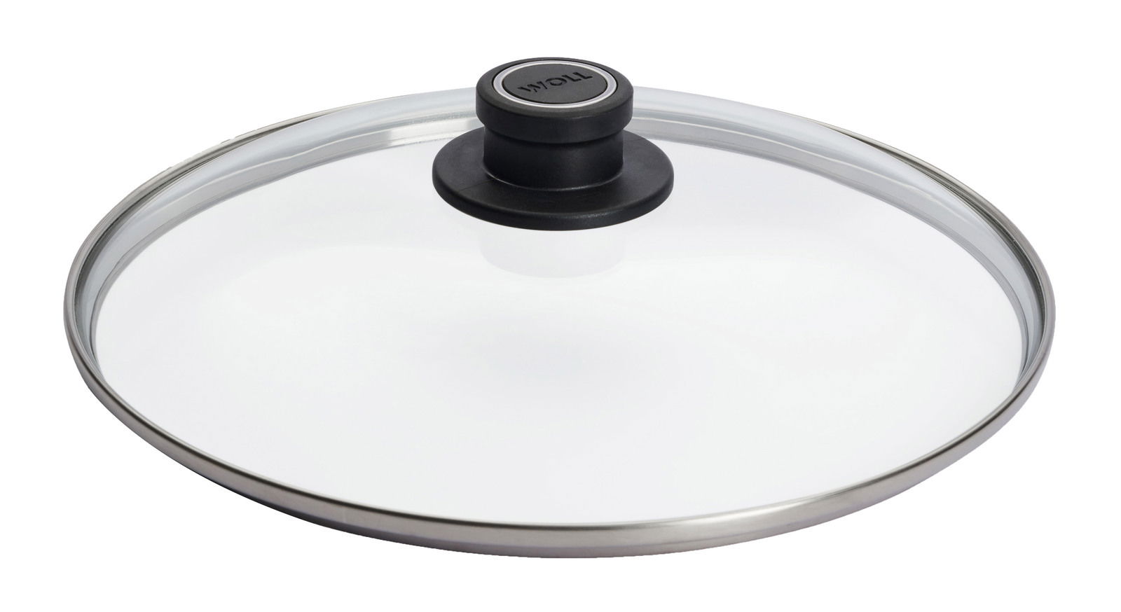 Sicherheitsglasdeckel mit einem Durchmesser von 28 cm, seitliche Perspektive