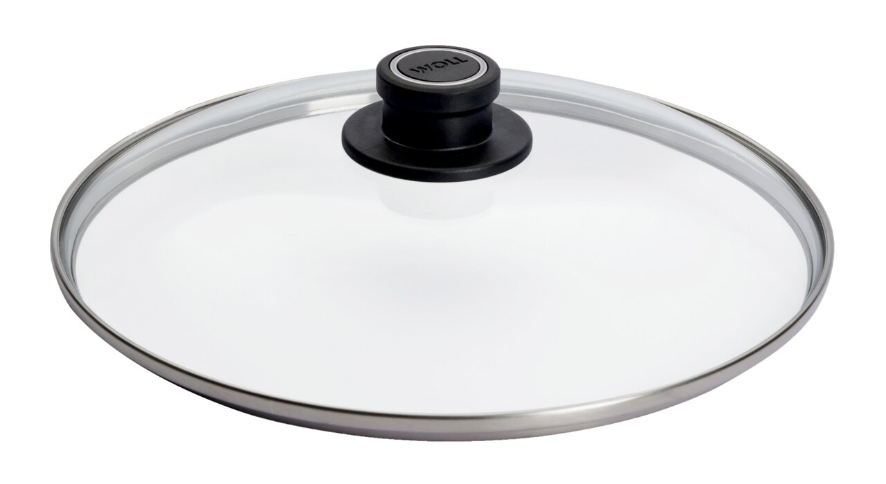 Sicherheitsglasdeckel mit einem Durchmesser von 28 cm, seitliche Perspektive