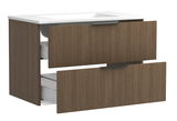 Waschtisch-Set mit zwei Schubladen in Holzoptik, seitliche Perspektive