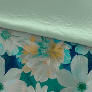 Wendebettwäsche 135x200cm mit floralem Muster in Grün- und Gelbtönen, Draufsicht