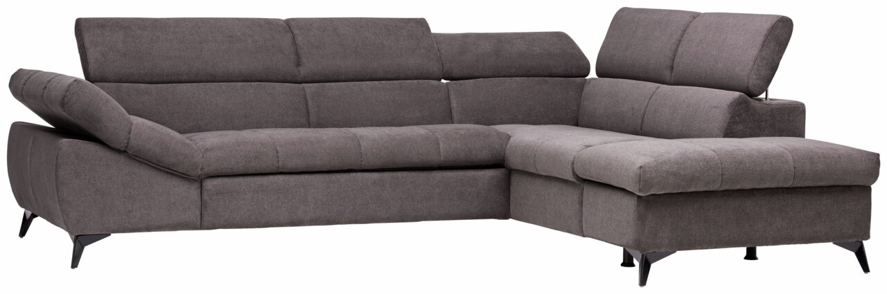 Stylife Ecksofa BILLY Graue Eckgarnitur mit verstellbaren Kopfstützen, seitliche Perspektive