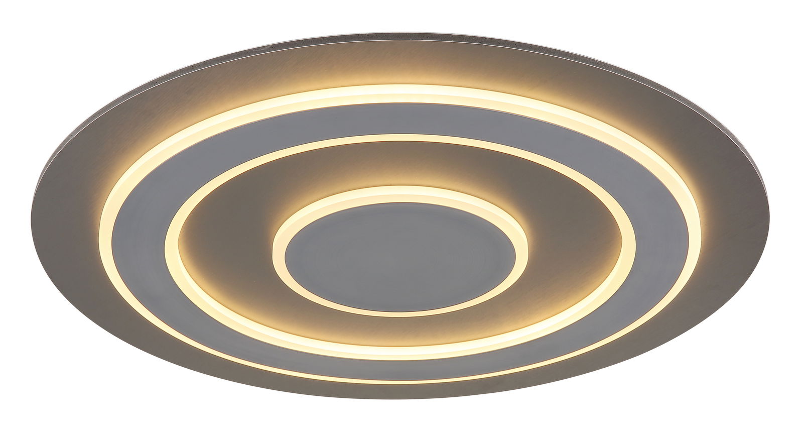 Moderne Deckenleuchte JAYDEN von Globo Lighting mit konzentrischen LED-Ringen, seitliche Perspektive