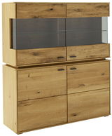 Hochwertiges Highboard aus Holz mit Glaselementen, Serie COMO von Zurbrüggen, seitliche Perspektive