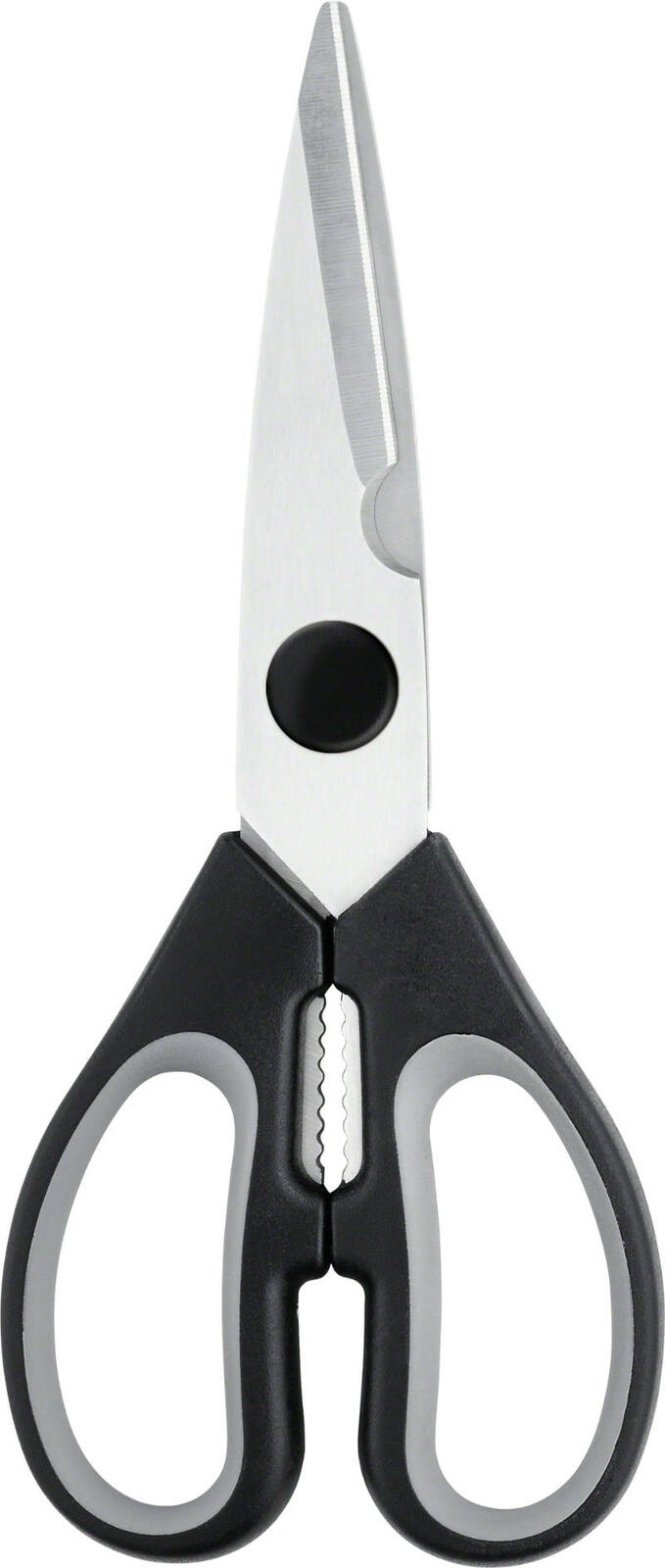BSF Schere CHICAGO Schere Chicago in Frontalansicht mit schwarzem Griff und silbernen Klingen.