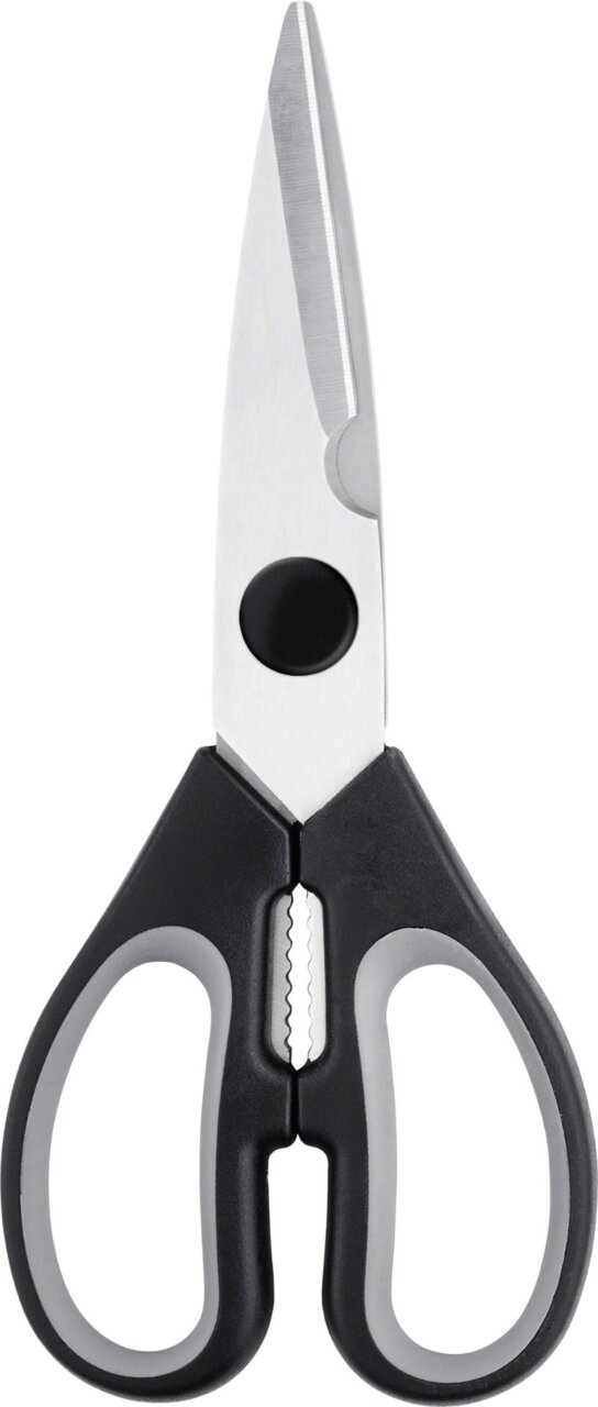 Schere Chicago in Frontalansicht mit schwarzem Griff und silbernen Klingen.