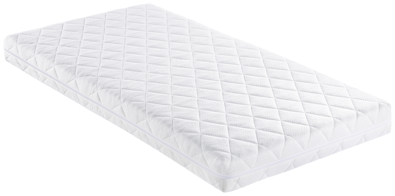 Weiße Matratze Softbox 70 x 140 cm in schräger Perspektive