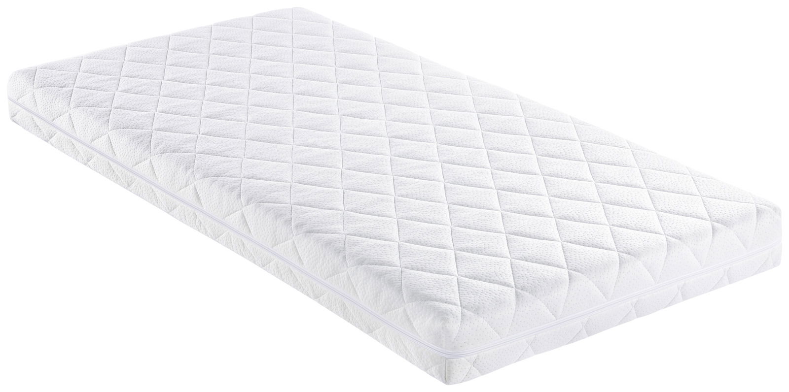 Weiße Matratze Softbox 70 x 140 cm in schräger Perspektive