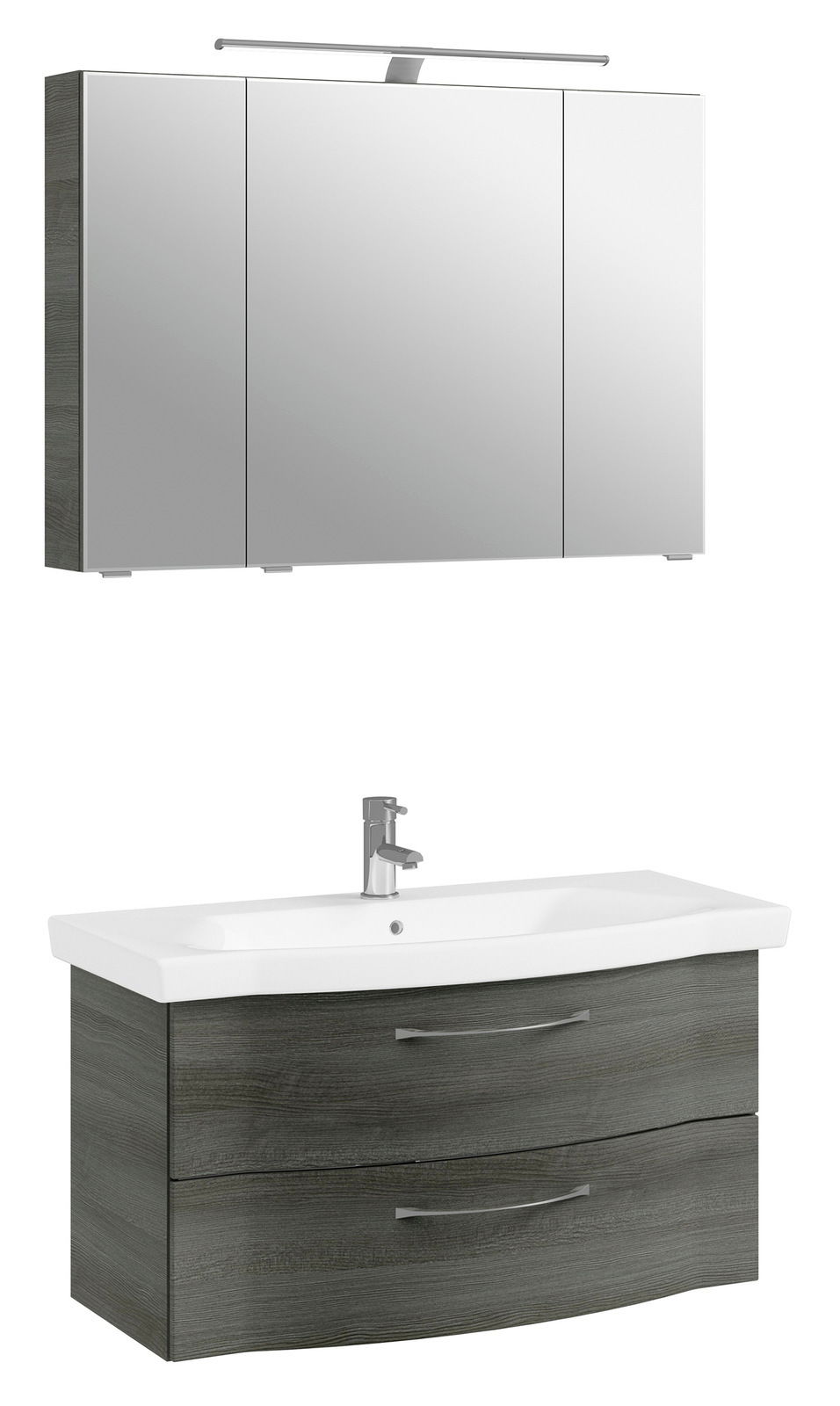 Pelipal Badblok SERIE 6005 SPRINT Moderner Badblock mit Spiegelschrank und Waschbecken, Frontansicht