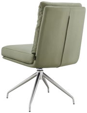 Moderner grüner Stuhl mit Metallbeinen, Rückansicht