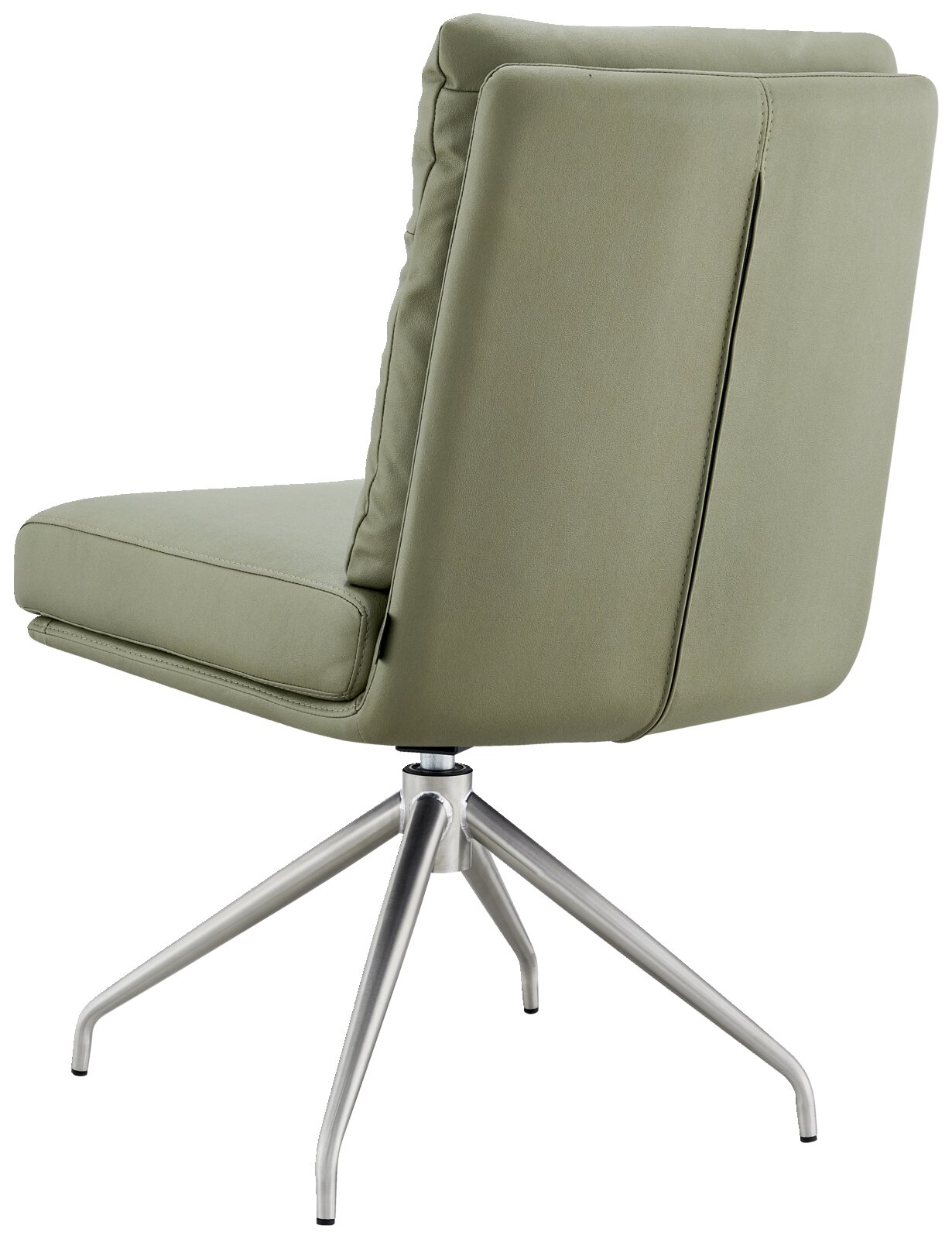 Moderner grüner Stuhl mit Metallbeinen, Rückansicht