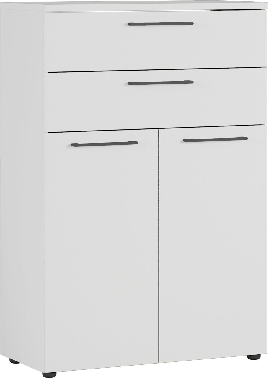 XORA Aktenschrank LEGEND II Weißer Aktenschrank mit drei Schubladen und zwei Türen, frontale Perspektive