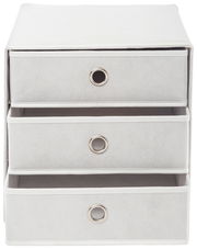 Stoffbox mit drei Schubfächern, frontal betrachtet