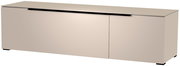 Modernes TV-Lowboard in Beige mit zwei Türen, seitliche Perspektive