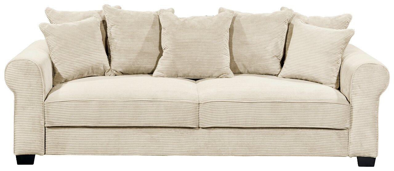 Hom´in Big Sofa MAUREEN Beiges Funktionssofa mit mehreren Kissen, Vorderansicht