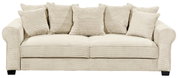 Beige functionele bank met meerdere kussens, vooraanzicht