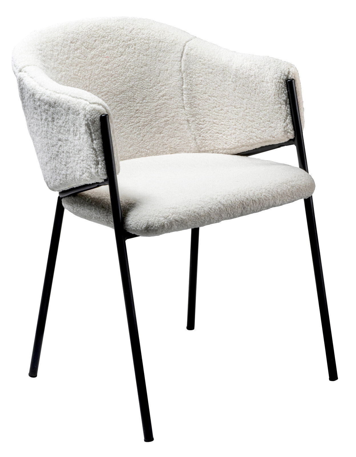 Z2 Armlehnstuhl KRONOS Moderner Armlehnstuhl mit schwarzem Metallgestell und weißem Polsterbezug, seitliche Perspektive