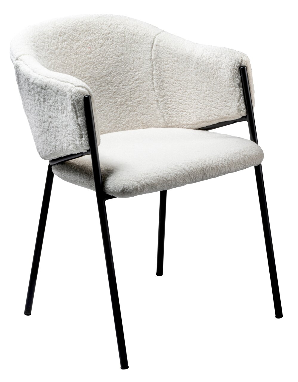 Z2 Armlehnstuhl KRONOS Moderner Armlehnstuhl mit schwarzem Metallgestell und weißem Polsterbezug, seitliche Perspektive