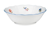 Elegante Dessertschale Sonate 15cm mit floralem Muster und blauer Umrandung, seitliche Perspektive