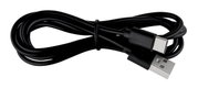 Schwarzes USB-Kabel mit USB-A- und USB-C-Stecker, von oben fotografiert.