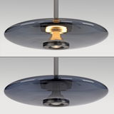 Moderne Pendelleuchte PURE E-Vitrum in dunklem Glasdesign, seitliche Perspektive
