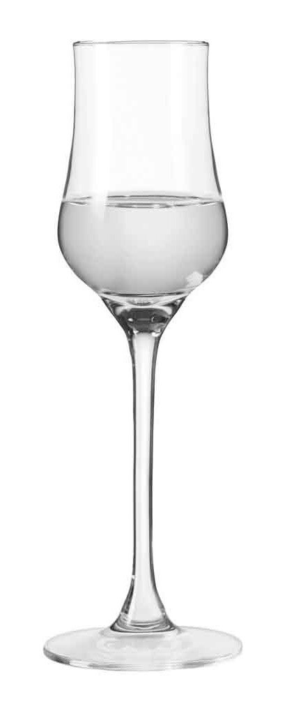 Leonardo Grappaglas Ciao+ Elegantes Grappaglas Ciao+ 85ml, frontal abgebildet, gefüllt mit hellem Getränk.