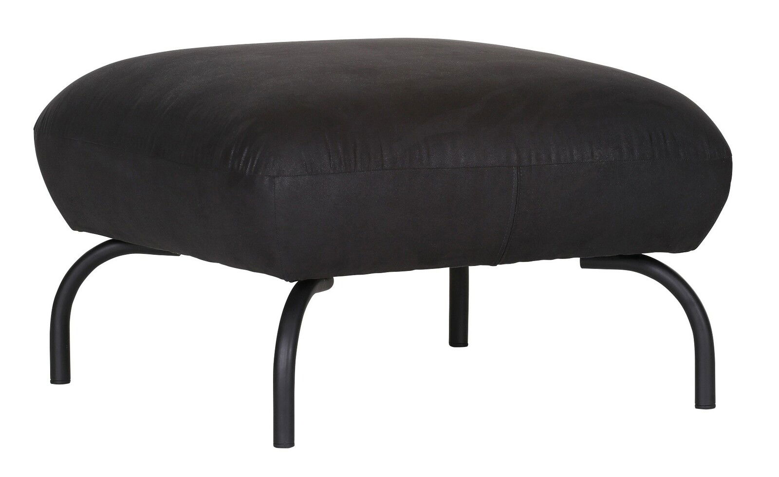 Z2 Hocker EVELINE Schwarzer Hocker mit gepolsterter Sitzfläche und gebogenen Metallbeinen, seitliche Perspektive