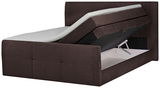 Boxspringbett 160 mit hochgeklappter Matratze und Stauraum, seitliche Perspektive