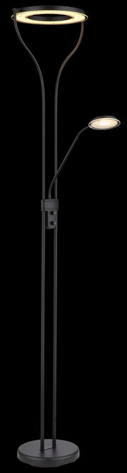 Moderner Deckenfluter Globo Lighting EBRO mit zwei Lichtquellen, frontal abgebildet.