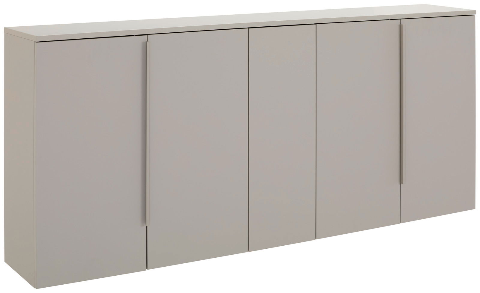 Moderner XL-Hängeschuhschrank in hellem Grau, frontal abgebildet mit vier Türen.
